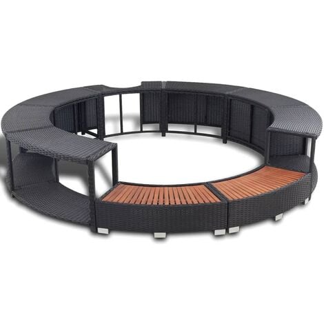 Hot Tub Surround Black Poly Rattan vidaXL