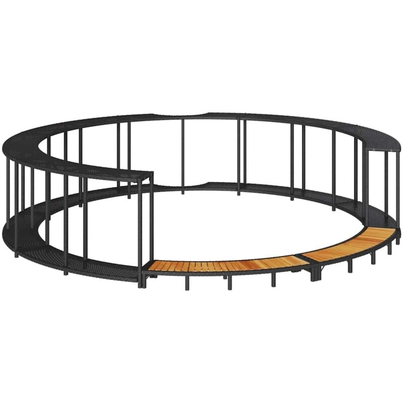 Vidaxl - Hot Tub Surround With Storage And Wooden Step Black Poly Rattan