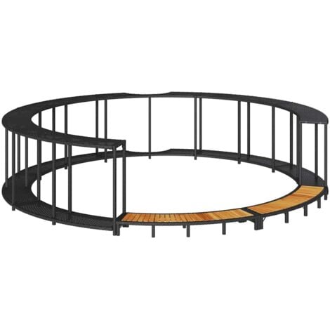 Hot Tub Surround with Storage and Wooden Step Black Poly Rattan vidaXL