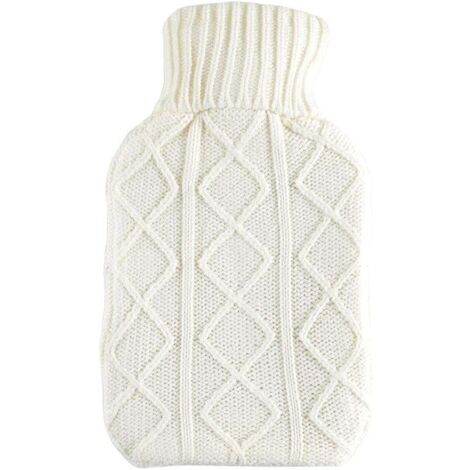Hot Water Bottle Cover 2l Capacity Hot Water Bottle & Cream Knitted Jumper Cover