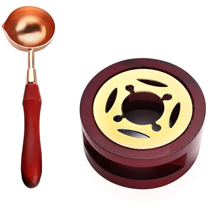 Hot Wax Seal Melting Kit, Wax Seal Melting Kit with Spoon, Wood Hot Wax Seal with Spoon, Suitable for Making Wedding/Party/Holiday Invitations