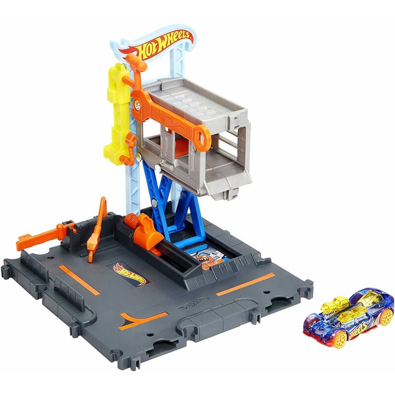 Hot Wheels Auto Officina Ripara Veicoli Centro Citta' con 1 Macchina Giocattolo