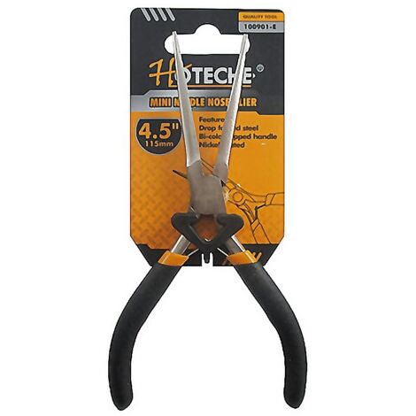 HOTECHE alicate mini 115 mm boca redonda larga , Alicate mini de boca redonda de 4,5 pulgadas, 115 mmMango engomado antideslizanteAcero cromo vanadioIndicado para manua