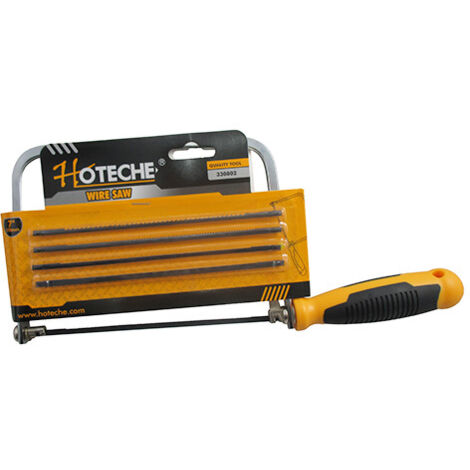 HOTECHE arco sierra marqueteria 170mm &435 sierras , Arco de sierra para marqueteria de 120mmIncluye 5 hojas de sierra para diferentes tipos de maderaMango engomado antidesli