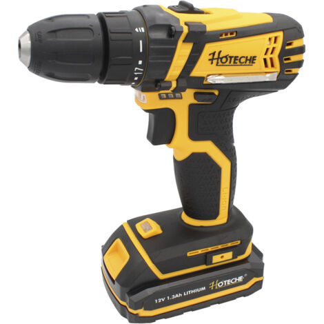 HOTECHE atornillador 12v 220w con-2 baterias  5h , Atornillador 12V 220W con 2 baterías Hoteche Atornillador a batería inalámbrico Portabrocas de 10 mm 18 ajustes de po