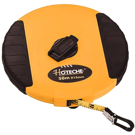 HOTECHE cinta metrica fibra vidrio 50mtx13mm , Cinta métrica de fibra de vidrio 50 m x 13 mm Carcasa de plástico con manivela plegadora Cinta de 50 m con anilla en el extre