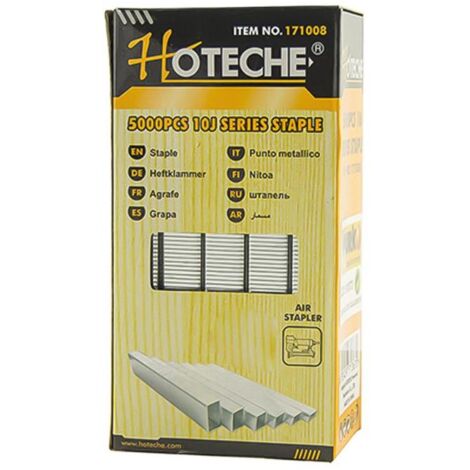 HOTECHE grapas  11.2x10 mm cromo  caja 5000 , Grapas metal 10 J Rectangular 11,2x10 mm Para grapadoras Caja de 5000 unidades.