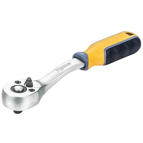 HOTECHE llave carraca 1/4 c/ vanadio reversible , Llave de carraca reversible 200101 para llaves de vaso de 1/4 pulgadas. - Acabado cromo vanadio satinado. Mango engomado antidesli