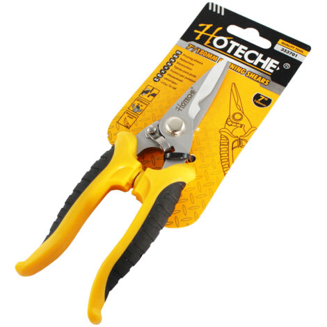 HOTECHE tijera podar 1 mano 18 cm acero , Tijeras de poda de una mano 2 hojas bypass de acero para cortes limpios Muelle de apertura fácil Mango de tacto suave antidesl