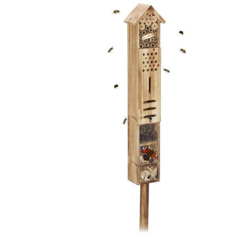 Hôtel à insectes avec support