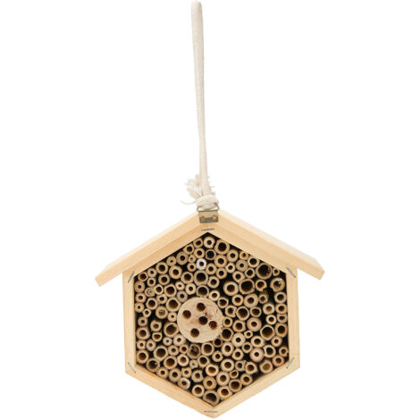 Hôtel à insectes en bois décoratif pour jardin - Refuge pour abeilles et insectes suspendu