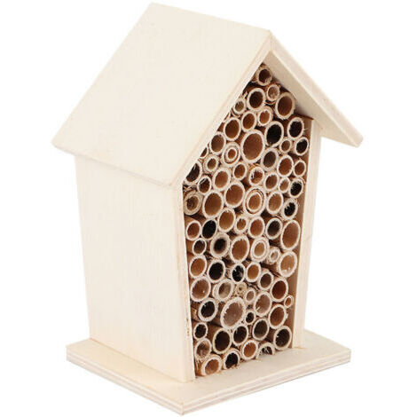 Hôtel à insectes en bois pour abeilles solitaires - Nichoir décoratif pour jardin extérieur