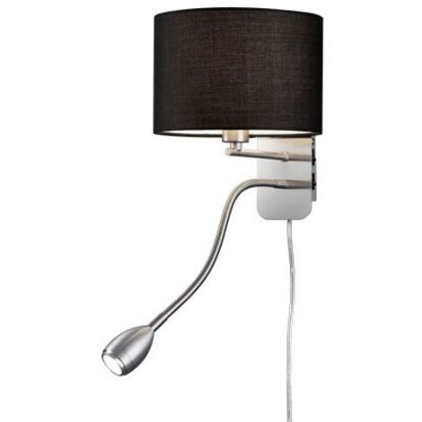 HOTEL APPLIQUE 2 LUCI LED + PARALUME NERO E14  20X23,5CM LED INCLUSO 3,1W 310 lm, 3.000K