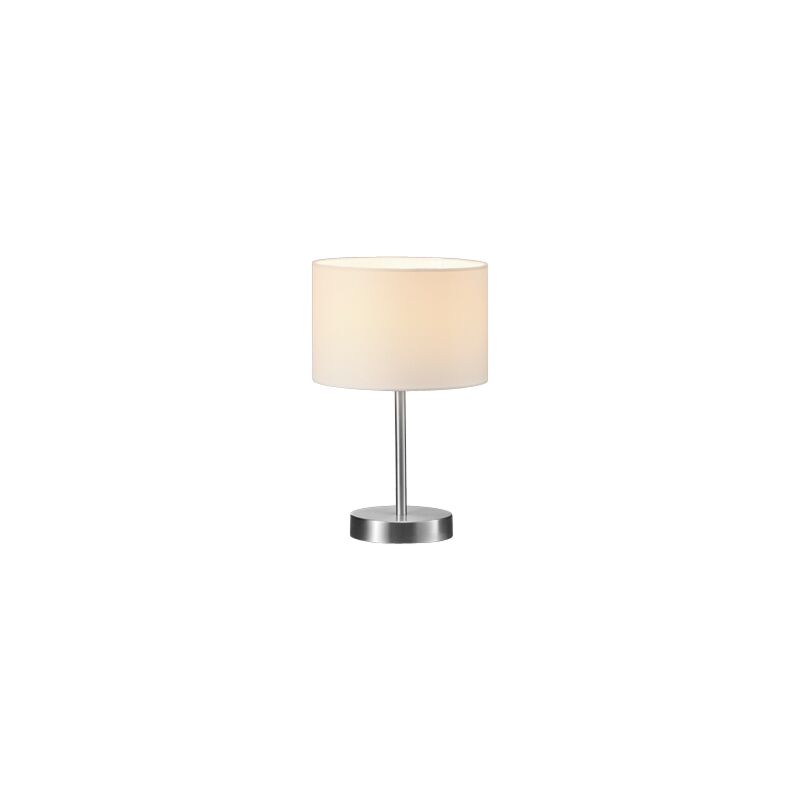 Image of Lampada da tavolo lampada da tavolo lampada da comodino lampada da soggiorno, paralume in tessuto metallico nichel opaco bianco, attacco E14, d 20 cm