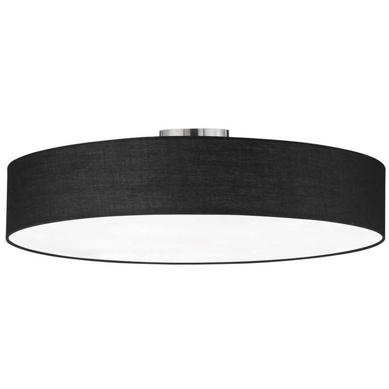 Hôtel Plafonnier Rond 5 Lumières Abat-jour en Tissu Noir et Métacrylate d. 65Cm