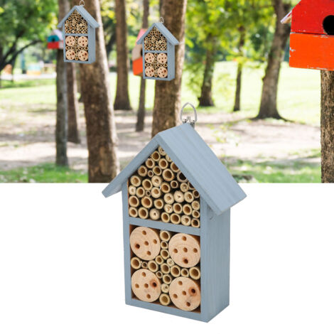 Hôtel pour Insectes en Bois et Bambou - Abri Hanging pour Papillons et Abeilles - Dimensions 23.3x12x7.5cm - Écologique