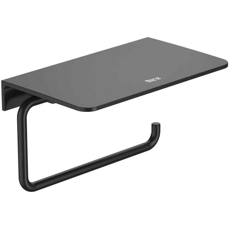 Roca - Porte-rouleau avec tablette round hotels Couleur : Noir mat