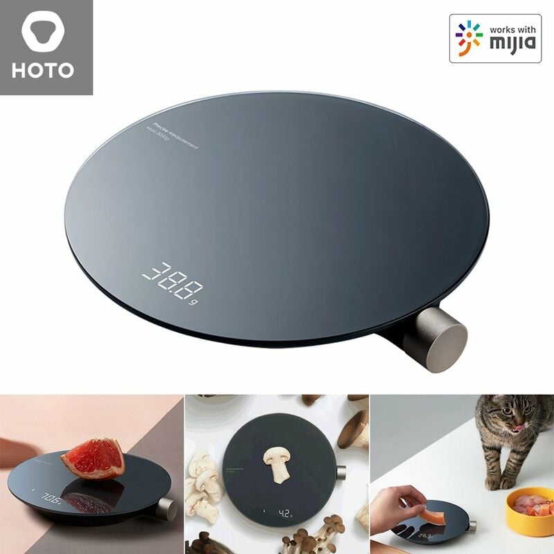 

HOTO Bascula de cocina inteligente 1-3000g Rango de pesaje g / ml / onza / libra Conmutacion de unidades multiples con pantalla LED Herramienta de