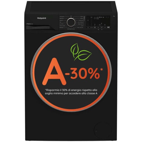Hotpoint Ariston HB 103B CARE IT, Capacità 10kg, classe A -30%, colore Black, 1400 giri, Display digitale XL, Vapore