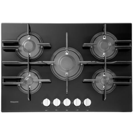 Hotpoint FTGHG 751 D/HA(BK) Piano Cottura Nero Da incasso 75 cm Gas 5 Fornelli