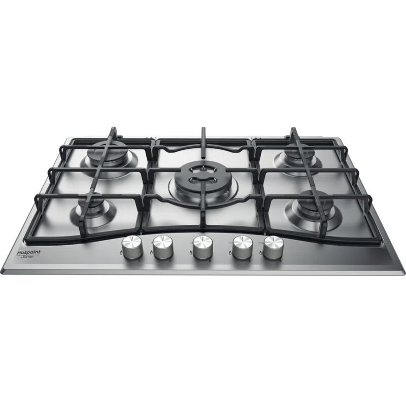 Table de cuisson gaz Hotpoint 75 cm 5 brûleurs Inox PNN 751 T/IX/HA acier brossé