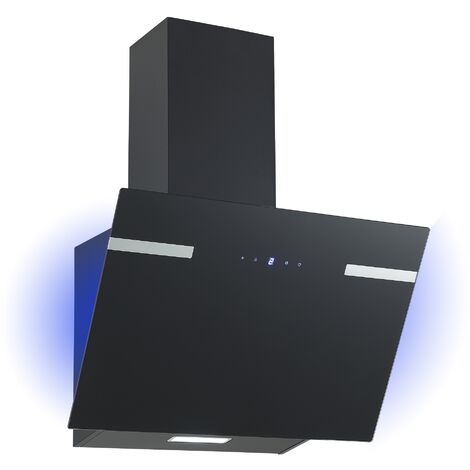 Hotte aspirante 60 cm sans tête Hotte inclinée noire verre Touch LED Respekta