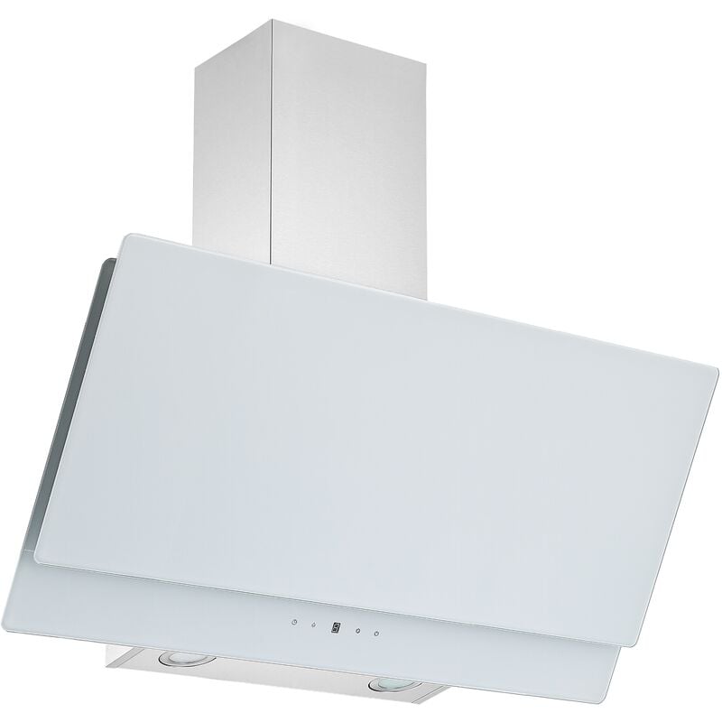 Respekta - Hotte aspirante inclinée Hotte murale sans tête verre 90 cm blanc led