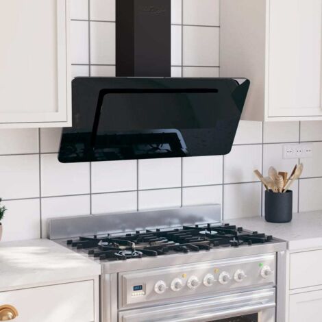 Hotte aspirante murale - Hotte murale 90 cm Acier inoxydable et verre trempé Noir -BN6324