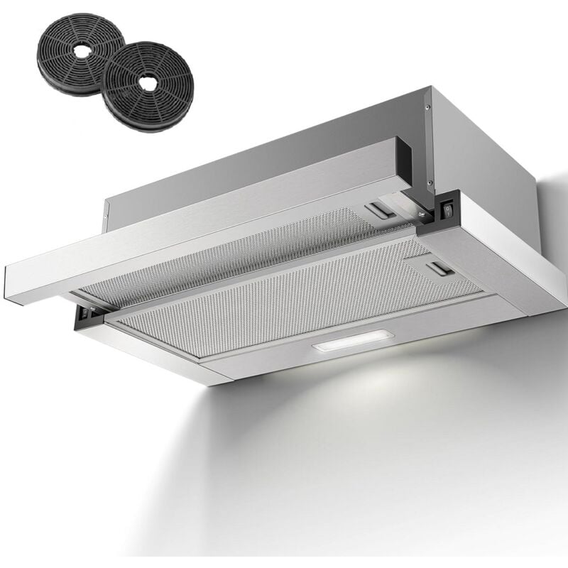 Topstrong - Hotte aspirante télescopique kichpower, 60 cm, 620 m³/h, hotte intégrée, surface en acier inoxydable, éclairage led, 2 vitesses,