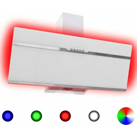 vidaXL Hotte avec LED RVB Acier Inoxydable et Verre Trempé 60/90 cm Noir/Blanc