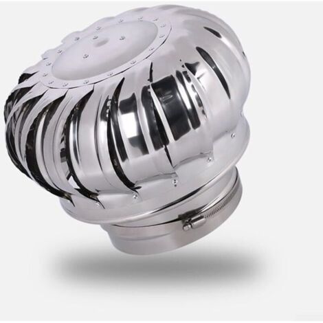 Hotte cheminée rotative en acier inoxydable non alimentée par boule à vent et dispositif d'évacuation des fumées - Ventilateur anti-pluie (Ø 160 mm)