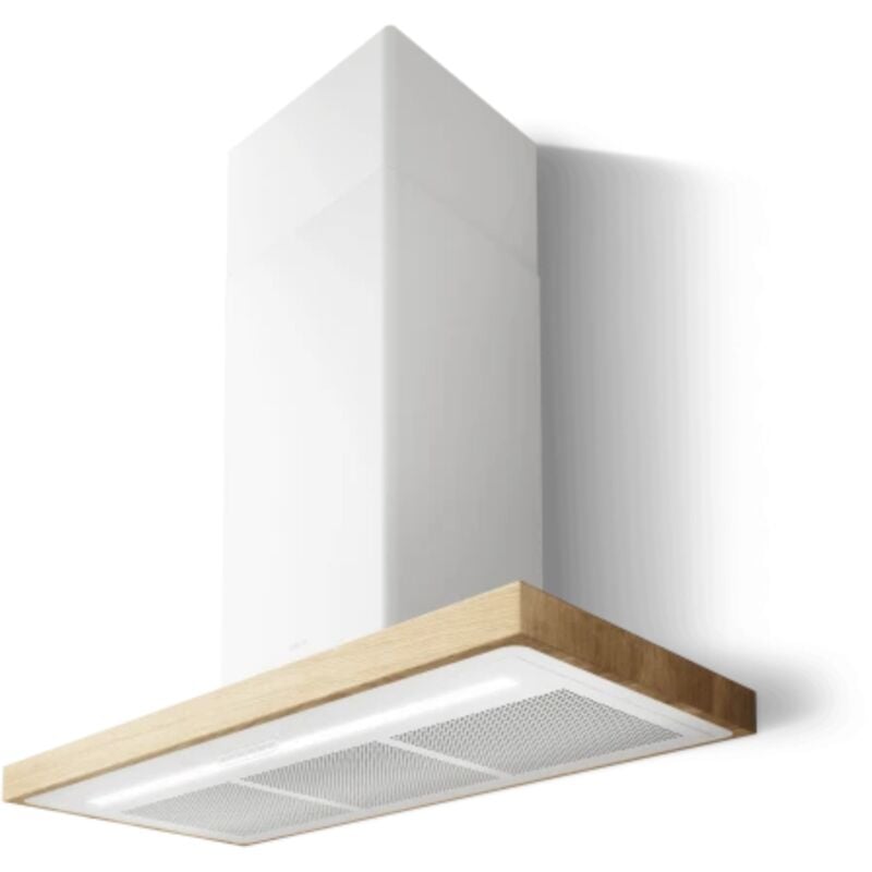Elica - Hotte cuisine murale bio bois et métal blanc 90 cm