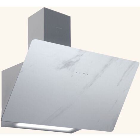 Hotte cuisine murale Silverline STRONG céramique blanc marbré 80 cm