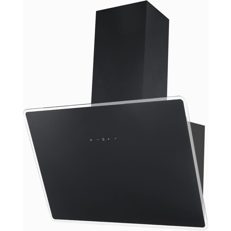 Respekta - Hotte d'aspiration 60 cm Hotte murale sans tête Hotte inclinée verre noir led