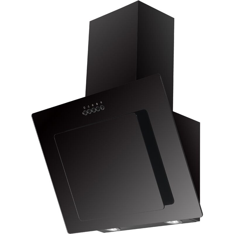 Respekta - Hotte d'aspiration 60 cm Hotte murale sans tête Hotte inclinée verre noir led