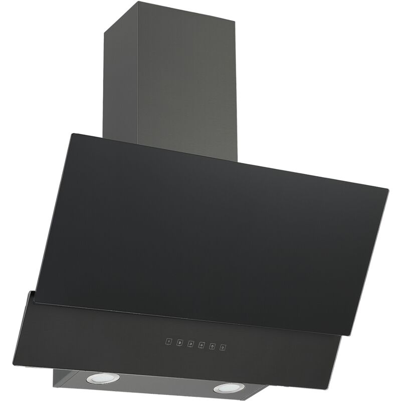 Respekta - Hotte d'aspiration 90 cm sans tête Hotte murale verre Black Steel