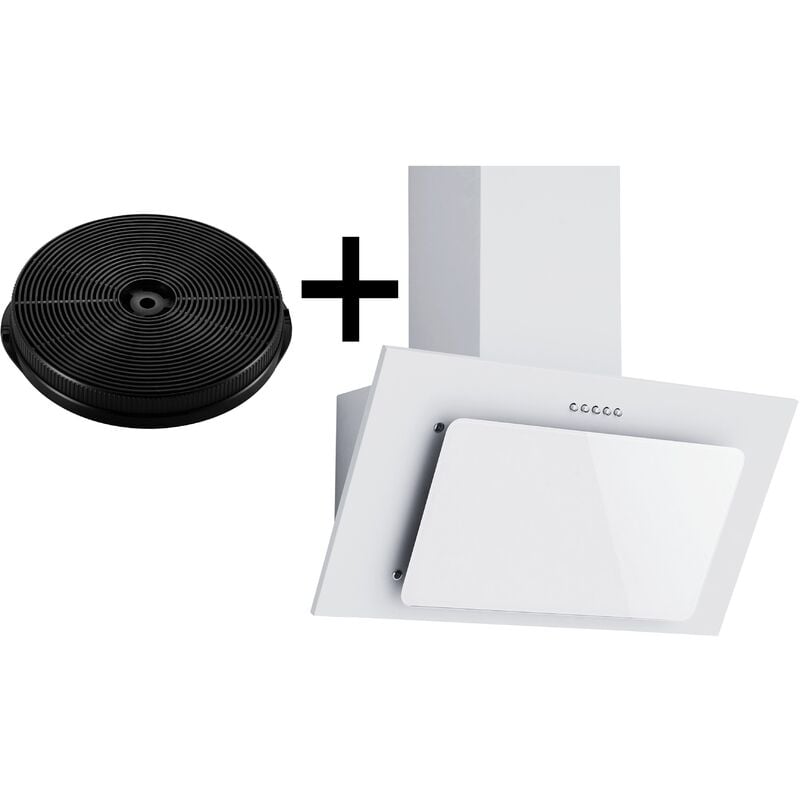 M&s - Hotte d'aspiration avec filtre à charbon 60 cm Set de recyclage d'air blanc Hotte de tête à led ms