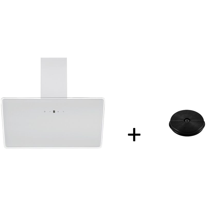 Respekta - Hotte d'aspiration Hotte inclinée sans tête a++ blanc 90 cm + filtre Set de recyclage