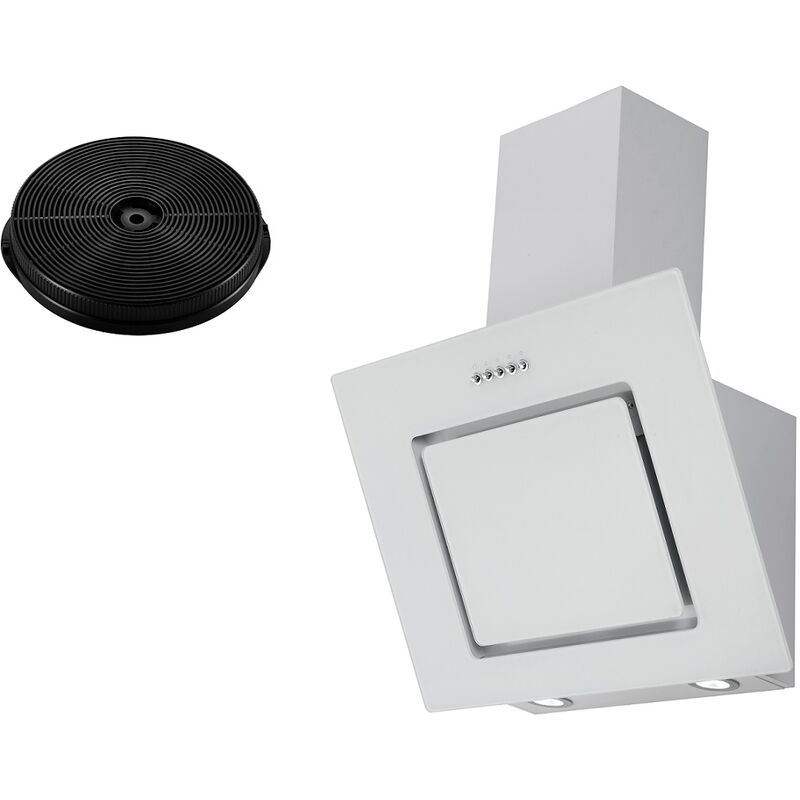 Respekta - Hotte d'aspiration Hotte inclinée sans tête blanc 60 cm led + filtre Set de recyclage