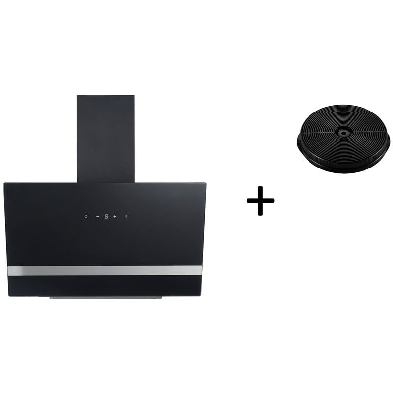 Hotte d'aspiration Hotte inclinée sans tête verre 60 cm LED + filtre Set de recyclage respekta