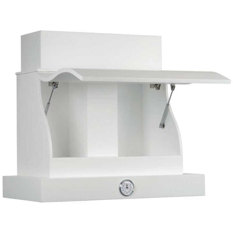 Webmarketpoint - Hotte de cuisine rustique blanche ouvrant en forme avec cadre en bois et horloge de 120 cm