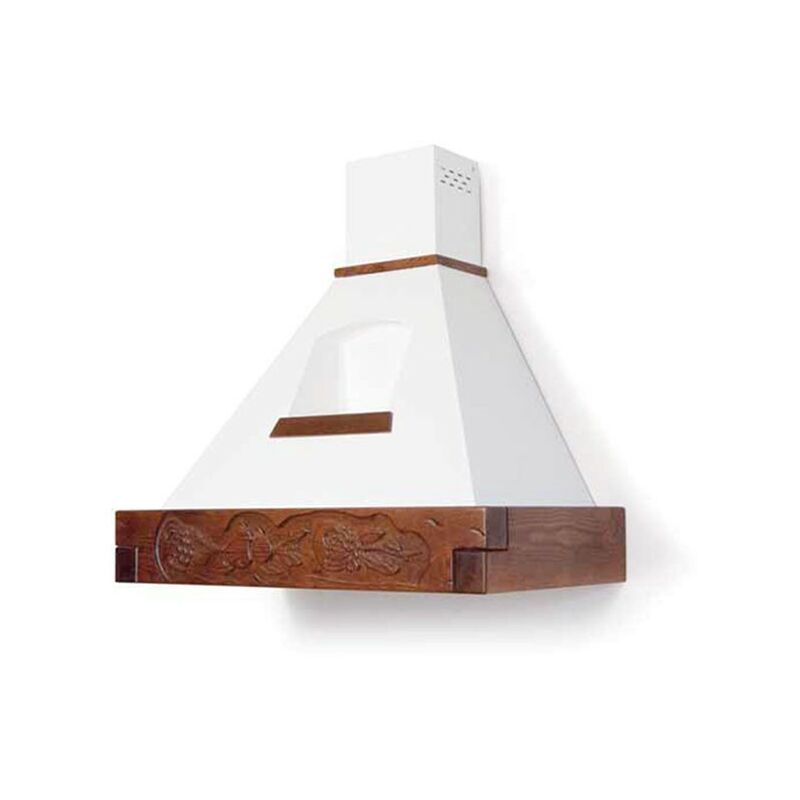 Hotte de cuisine blanche rustique avec cadre en bois cm 90