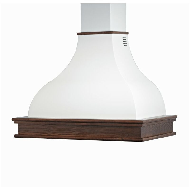 Webmarketpoint - Hotte de cuisine rustique blanche contea avec cadre en bois incrusté couleur tabac 90 cm
