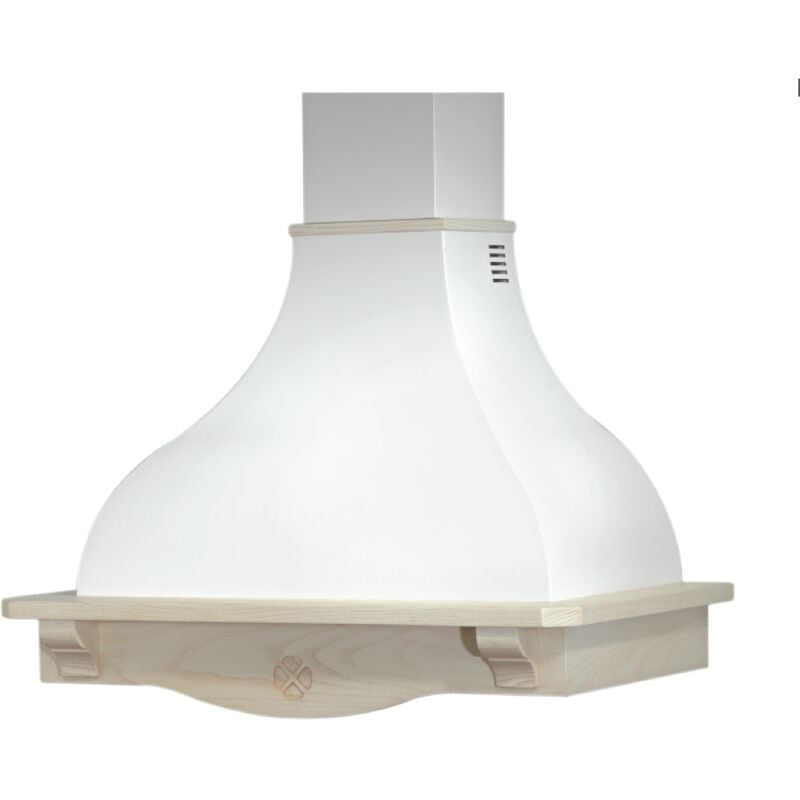 Webmarketpoint - Hotte de cuisine rustique blanche cottage avec cadre en bois incrusté gris tourterelle 90 cm