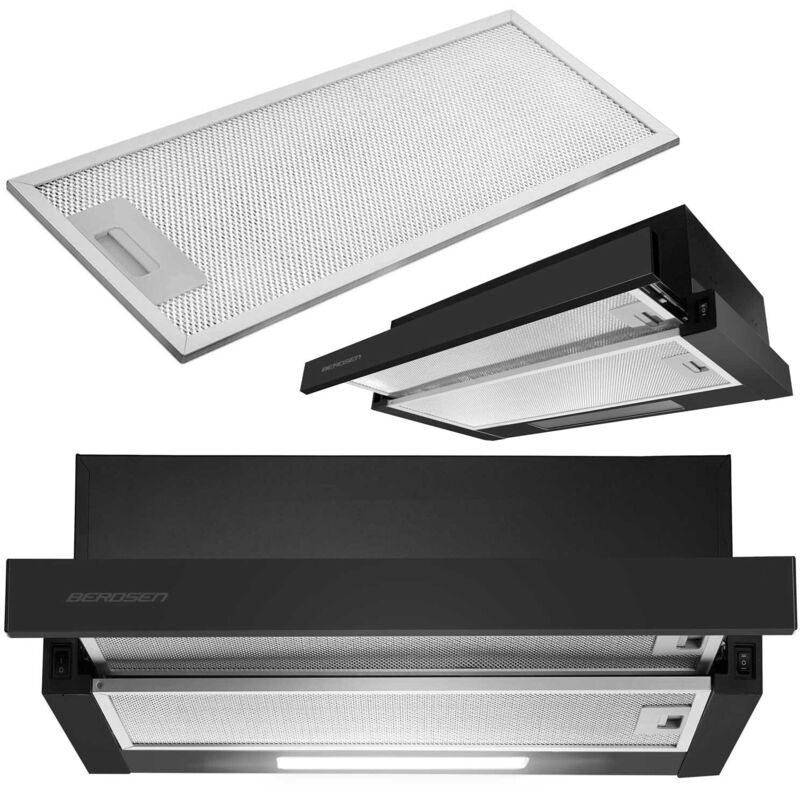 Hotte de cuisine télescopique Berdsen BT-230, noir mat
