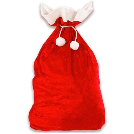 Hotte de Père Noël - 1 Grand Sac Cadeau de Noel Rouge en Velour Sacs Cadeaux Rouge et Blanc Deguisement pour la Fête de Noel (50 x 70cm)