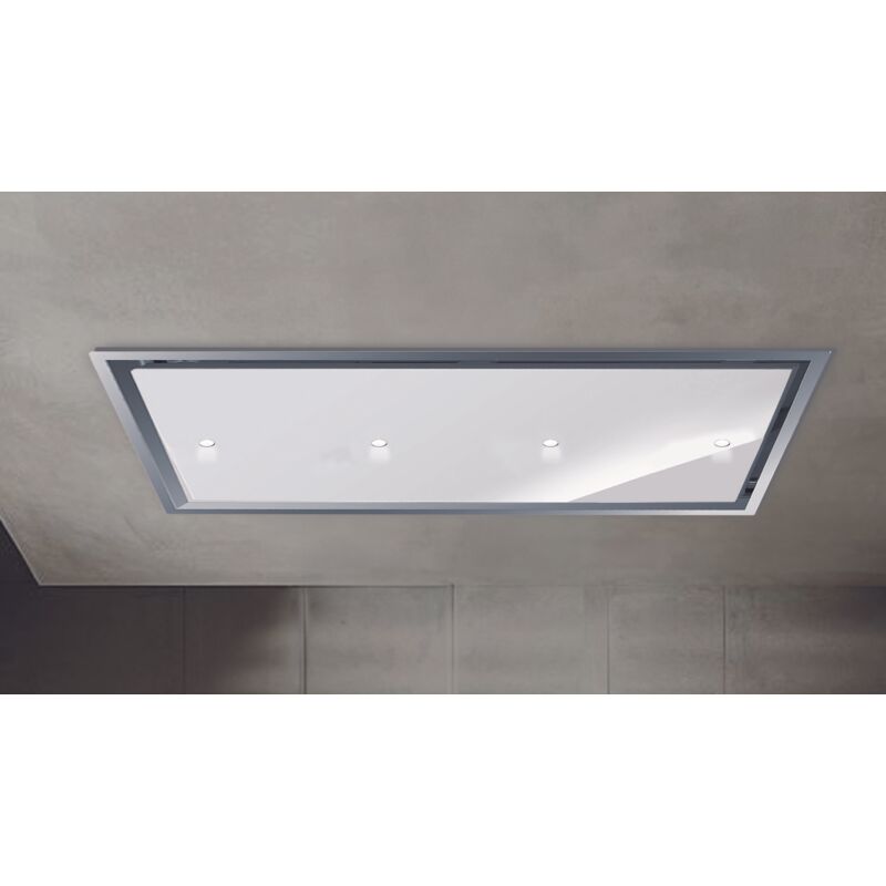 Baraldi - Hotte de plafond Gea Flat 90x60 cm. - Inox/Verre blanc avec led – 800 m3/h