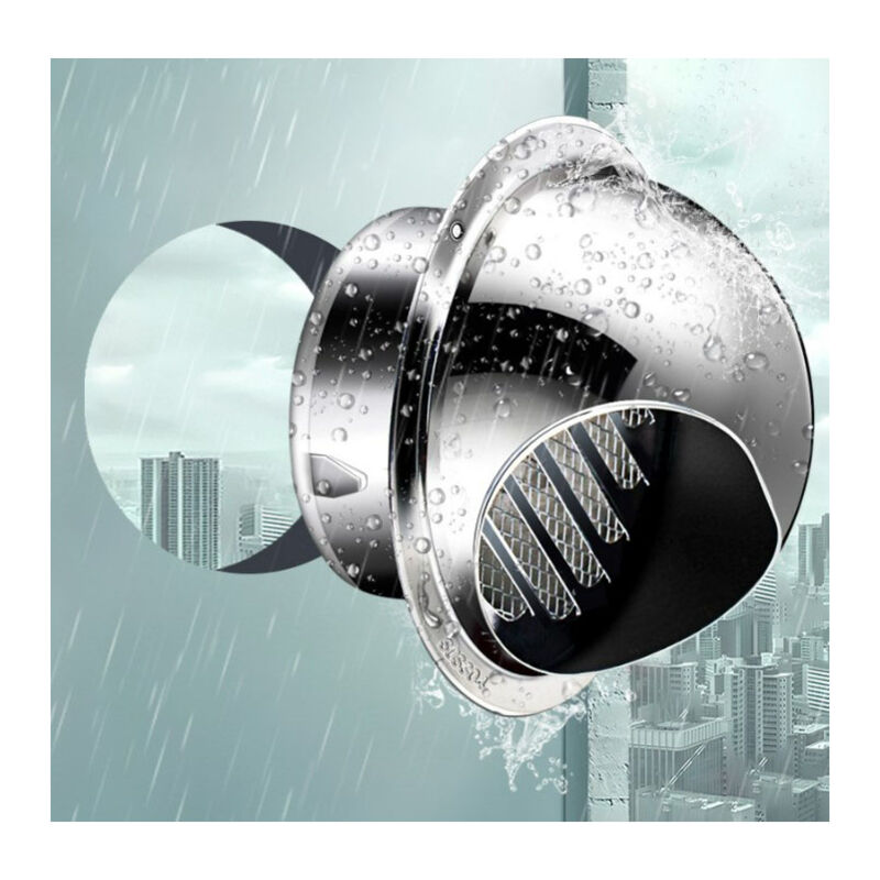 Gabrielle - Hotte de ventilation en acier inoxydable 304, 120 mm, hotte anti-pluie et coupe-vent, avec moustiquaire, adaptée à la cuisine et à la