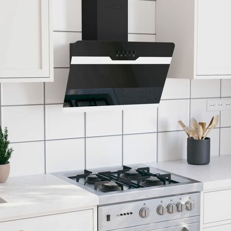 Hotte décorative murale 60 cm – Acier et verre trempé noir – Débit d'air 297 m³/h – Classe C – Niveau sonore < 62 dB