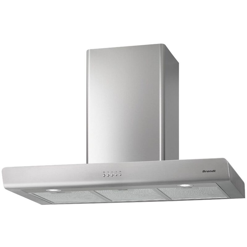 hotte décorative murale 90cm 606m3/h inox - bhb6902x - brandt